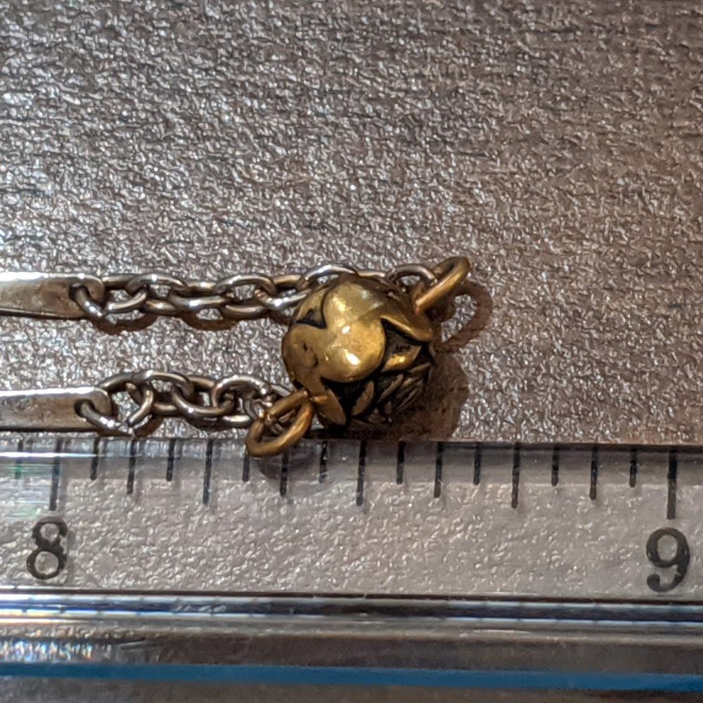 Silver Chain with Gold Roses Necklace - Picture 6 of 6